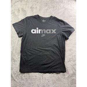 Nike Air Max Shirt Mens XL Black Tee Swoosh Logo Spell Out Athletic BV1997-00A